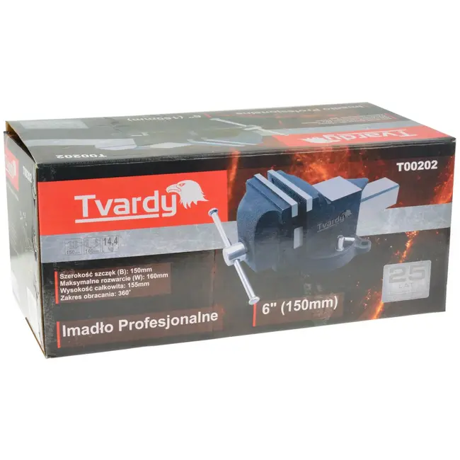 Tvardy Zware bankschroef - 360° draaibaar - 150 mm bekbreedte - Staal - Zwart