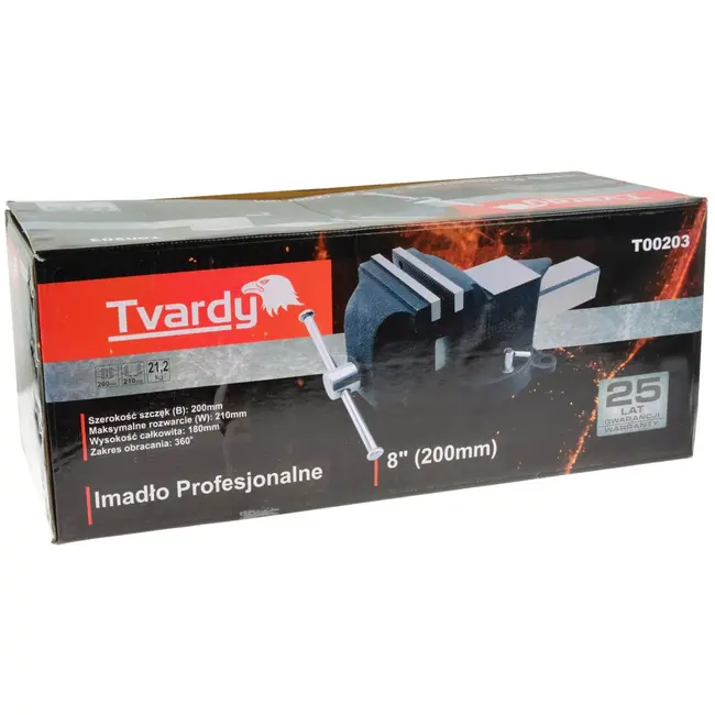 Tvardy Zware bankschroef - 360° draaibaar - 200 mm - staal - zwart