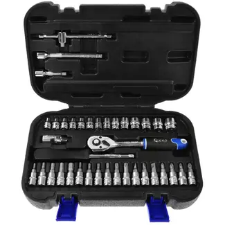 GEKO Duurzame dopsleutelset - 38-delig - Ergonomische ratel - Chroom vanadium staal