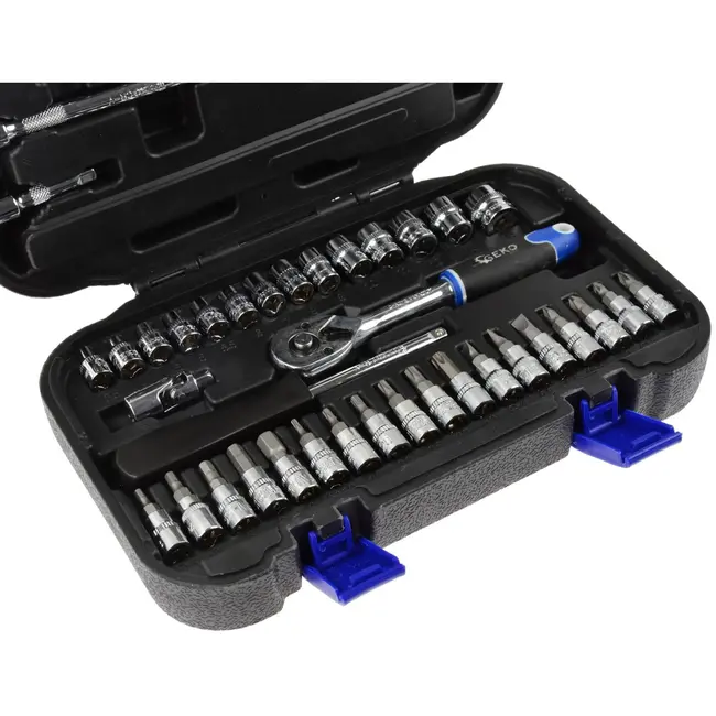 GEKO Duurzame dopsleutelset - 38-delig - Ergonomische ratel - Chroom vanadium staal