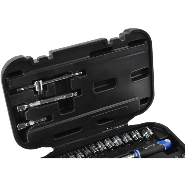 GEKO Duurzame dopsleutelset - 38-delig - Ergonomische ratel - Chroom vanadium staal
