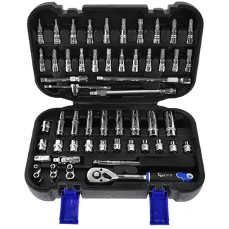 GEKO Torx dopsleutelset - 56-delig - Chroom-vanadium - Ergonomische ratel 1/4"