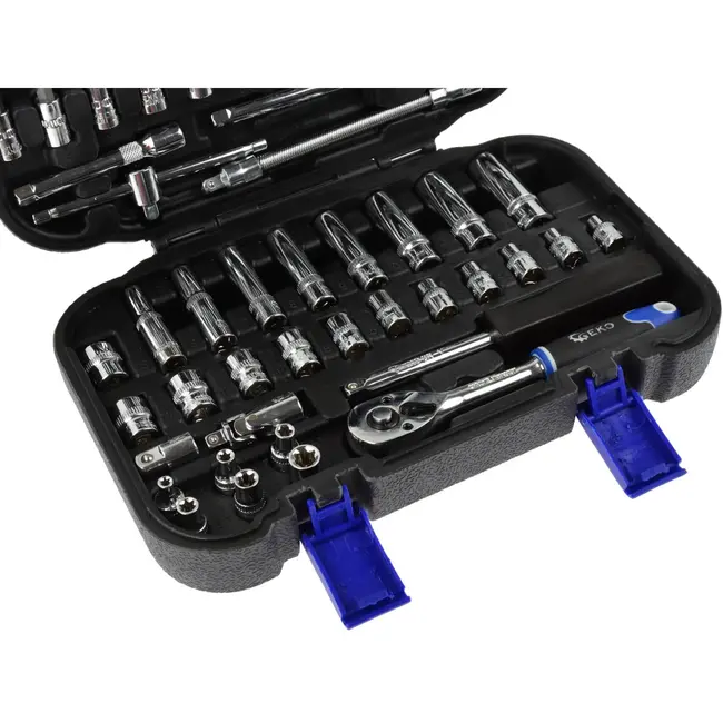GEKO Torx dopsleutelset - 56-delig - Chroom-vanadium - Ergonomische ratel 1/4"