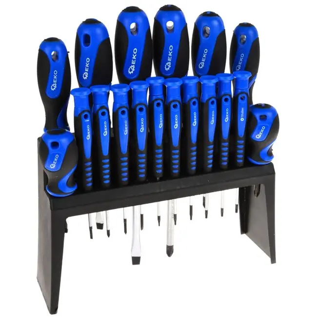 GEKO Schroevendraaierset - 18-delig - Precisie & Standaard - Inclusief Opbergrek