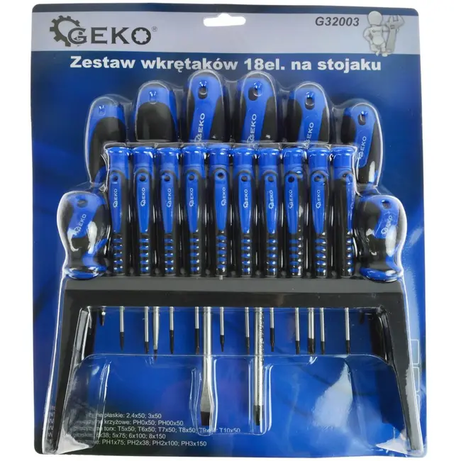 GEKO Schroevendraaierset - 18-delig - Precisie & Standaard - Inclusief Opbergrek