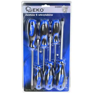 GEKO Schroevendraaierset - 6-delig - Ergonomisch - Chroom-vanadium - Met ophangoog