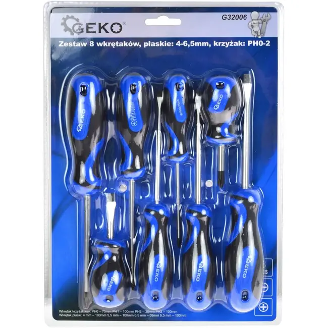 GEKO Schroevendraaierset - 8-delig - Ergonomisch - Chroom-vanadium - Gemakkelijk op te bergen