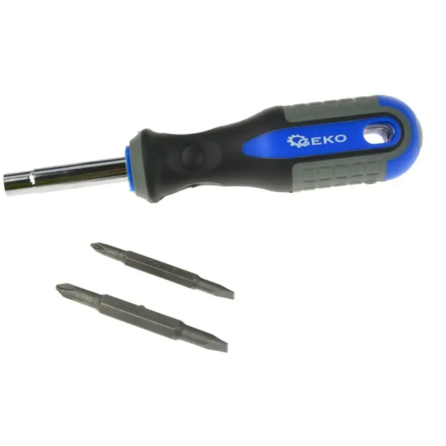 GEKO Schroevendraaierset - Verwisselbare koppen - Comfortabele grip - 5-delige set