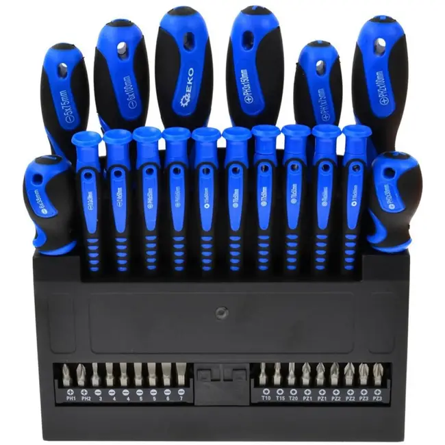 GEKO Schroevendraaierset - 36-delig - Magnetische tips - Zachte grip - Chroom-vanadium staal