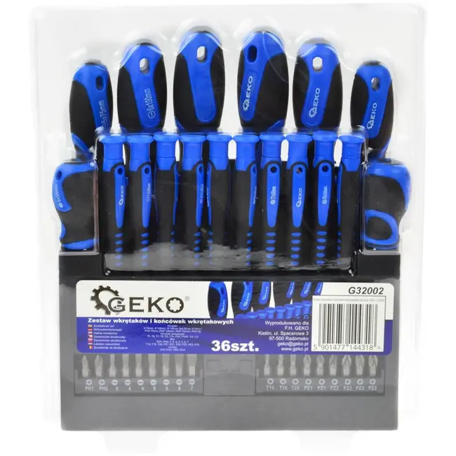 GEKO Schroevendraaierset - 36-delig - Magnetische tips - Zachte grip - Chroom-vanadium staal