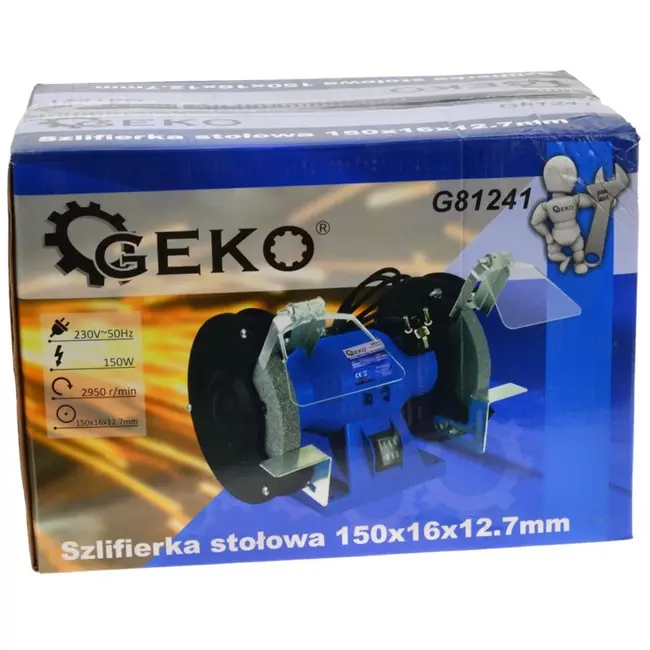 GEKO Slijpmachine - Dubbele Schijf - 150 mm - Aluminium Behuizing - Stabiele Basis