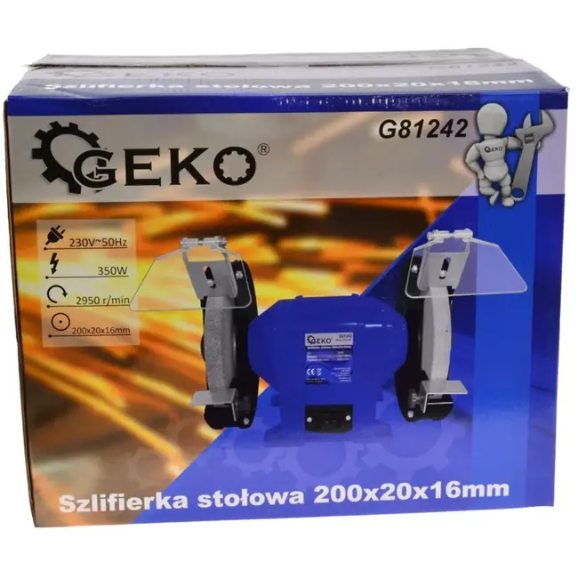 GEKO Bench grinder - veelzijdig - robuust ontwerp - 200 mm - 350W