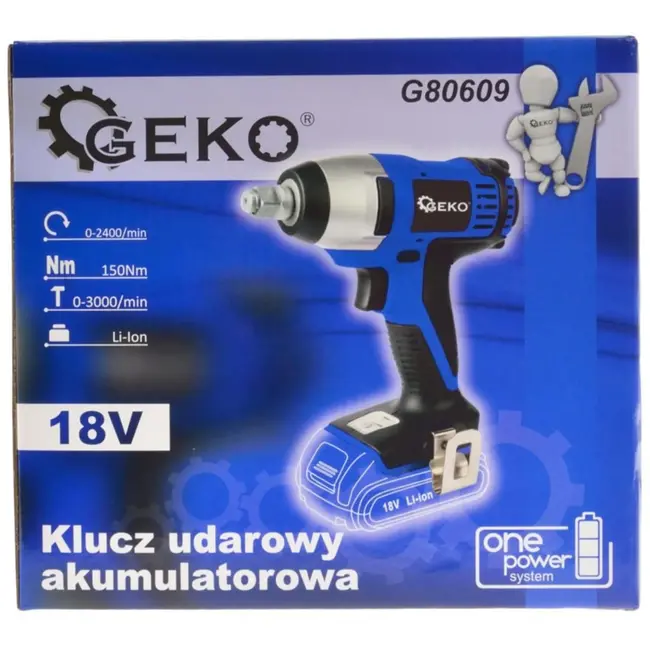 GEKO Compacte snoerloze slagmoersleutel - 18V Li-ion - 150Nm koppel - Lichtgewicht ontwerp