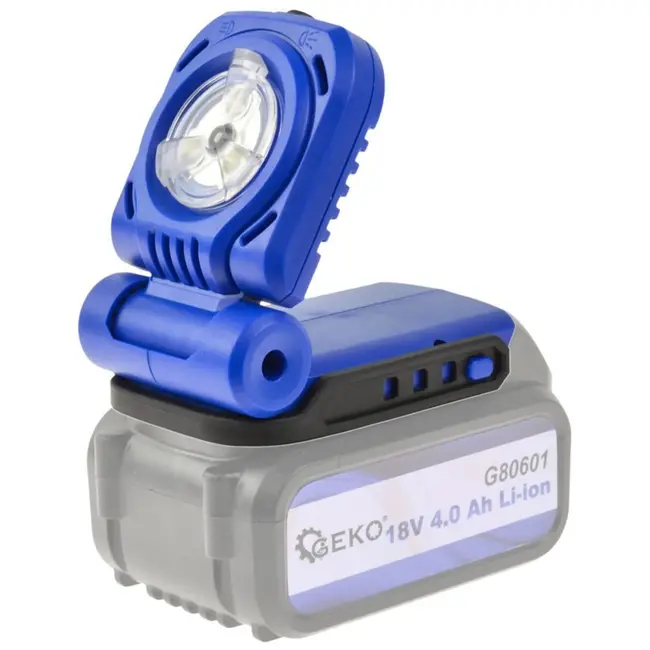 GEKO Draadloze werklamp - 18V Li-ion - 300 lux - 6 uur werktijd - Verstelbare hoeken