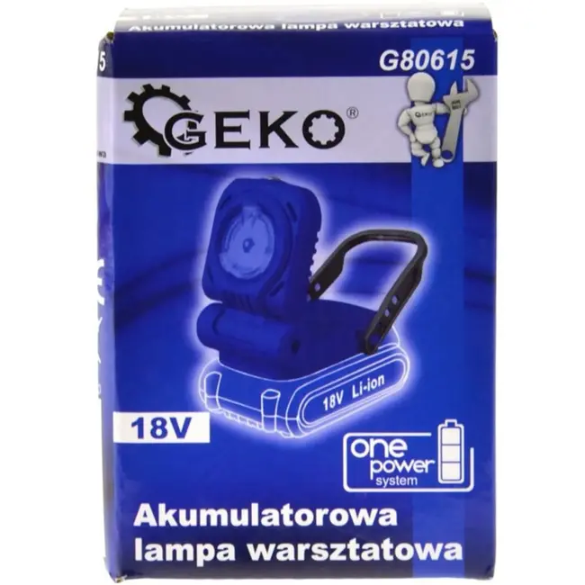 GEKO Draadloze werklamp - 18V Li-ion - 300 lux - 6 uur werktijd - Verstelbare hoeken