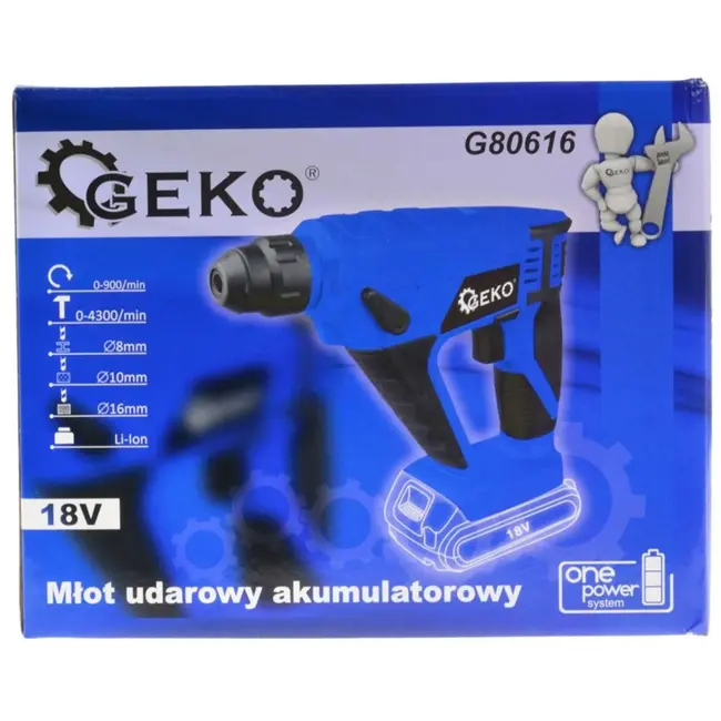 GEKO Accuboorhamer 18V - SDS-Plus - Pneumatisch - LED verlichting