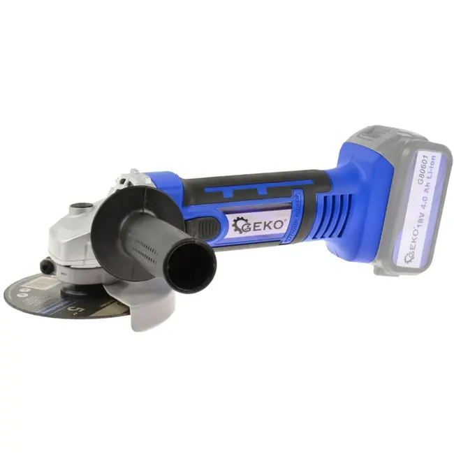 GEKO Draadloze haakse slijper - 18V Li-ion - Ergonomische grip - 115 mm schijf - 8000 tpm