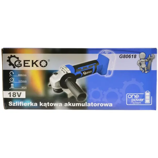 GEKO Draadloze haakse slijper - 18V Li-ion - Ergonomische grip - 115 mm schijf - 8000 tpm