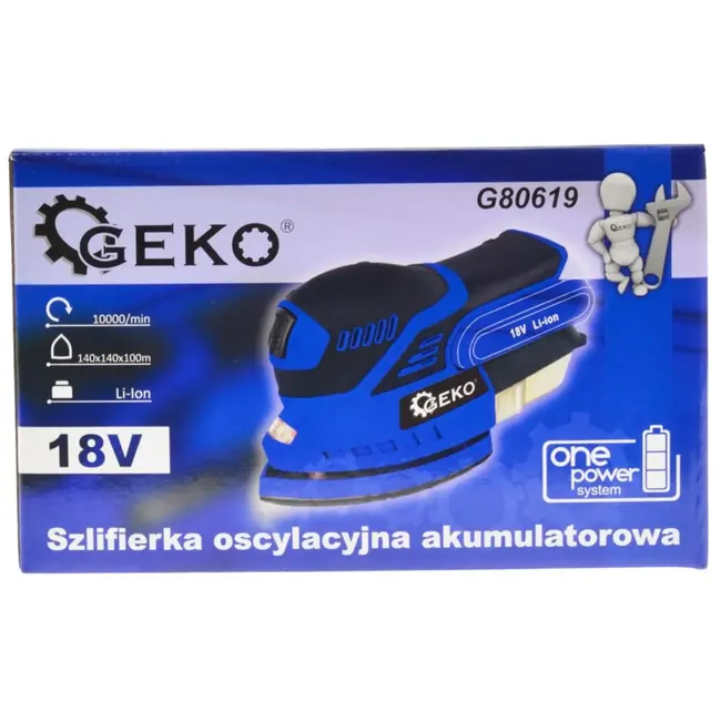 GEKO Draadloze detailschuurmachine - compact - 18V Li-ion - delta schuurzool - stofafzuiging mogelijk