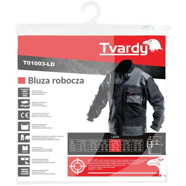 Tvardy Werkjas - Verstelbaar - Reflecterend - 7 zakken - Maat LD - Grijs