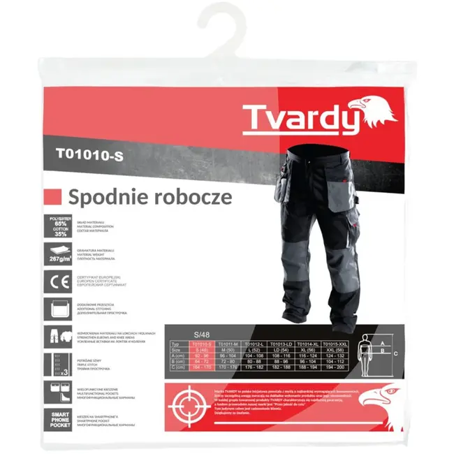 Tvardy Werkbroek - Verstelbare taille - 9 zakken - Maat S - Versterkte knieën