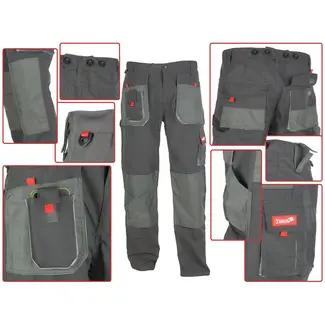 Tvardy Werkbroek XXL - Verstelbare taille - 9 zakken - Versterkte knieën - Katoen/Polyester mix