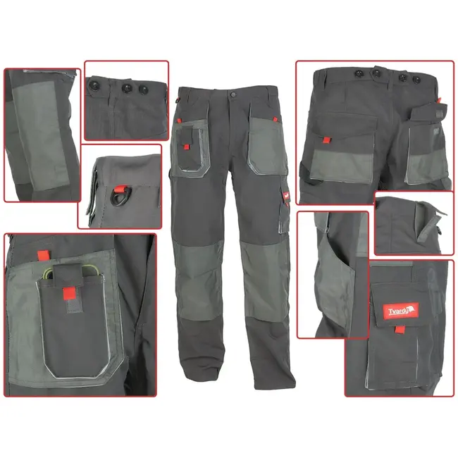 Tvardy Werkbroek XXL - Verstelbare taille - 9 zakken - Versterkte knieën - Katoen/Polyester mix