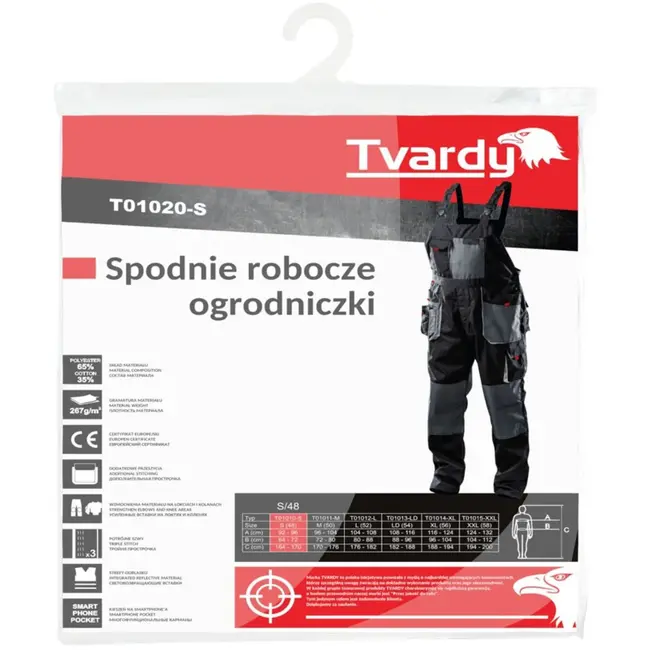 Tvardy Bib & brace - 11 zakken - verstelbare taille - reflecterend - maat S