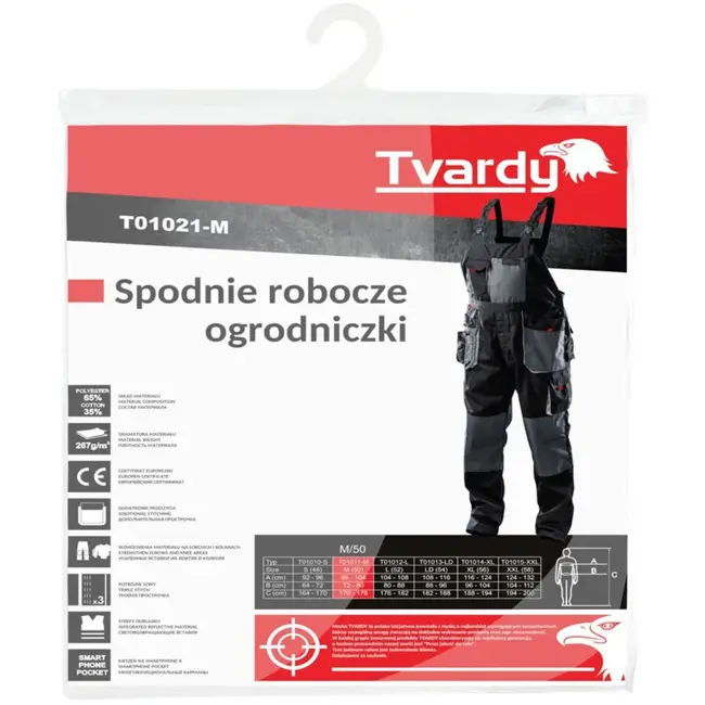 Tvardy Bib & brace werkoverall - 11 zakken - verstelbare taille - reflecterend - maat M
