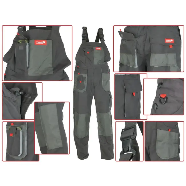 Tvardy Bib & brace - verstelbaar - reflecterend - versterkte zakken - maat XXL