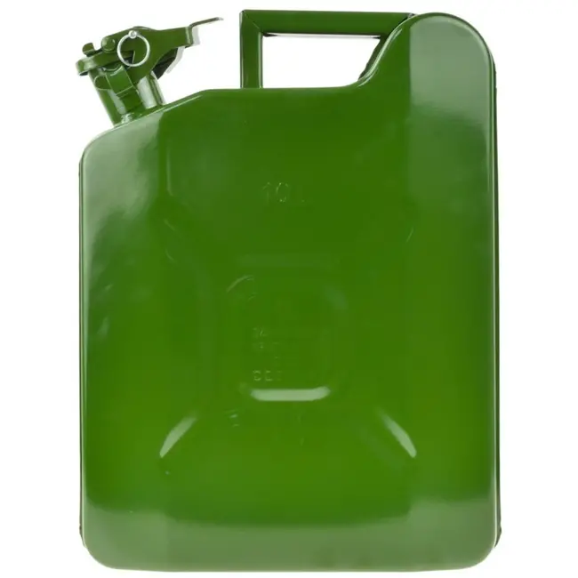 GEKO Verticale metalen jerrycan - 10L - olijfgroen - robuust staal