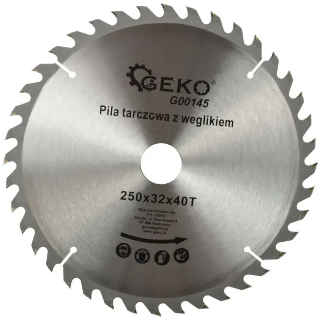 GEKO Cirkelzaagblad - Tungsten Carbide - 250 mm - 40 Tanden - Voor Houtbewerking