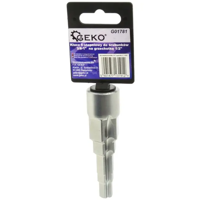GEKO Combi sleutel - 5 maten - 1/2" vierkante aandrijving - voor radiatorkranen