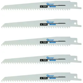 GEKO Zaagbladen voor gipsplaat - 6 tanden per inch - 150 mm - set van 5 stuks