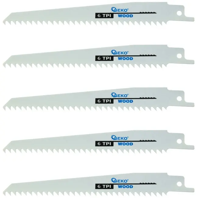 GEKO Zaagbladen voor gipsplaat - 6 tanden per inch - 150 mm - set van 5 stuks