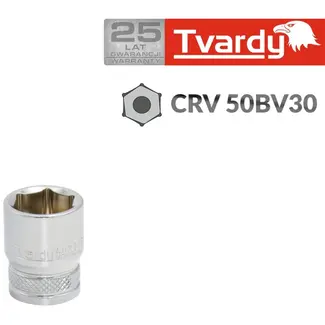 Tvardy Zeskantdop - 6 mm - Chroom Vanadium - Knurvelring - 1/4" Aandrijving
