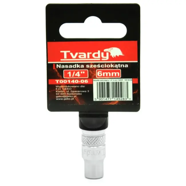 Tvardy Zeskantdop - 6 mm - Chroom Vanadium - Knurvelring - 1/4" Aandrijving