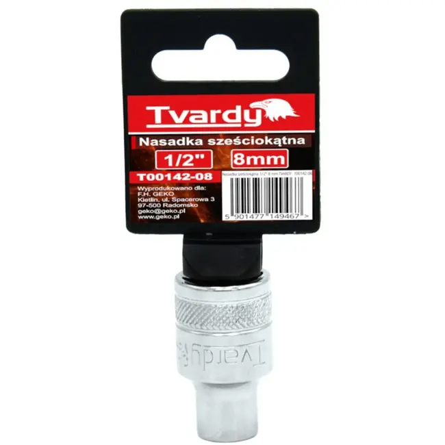 Tvardy Zeskant dopsleutel - 8 mm - Duurzaam chroom vanadium - Met geribbelde controle ring