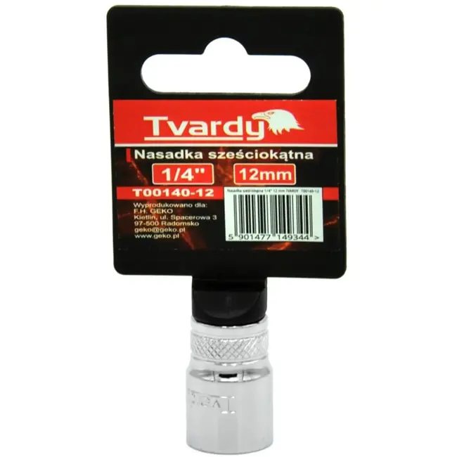 Tvardy Zeskant dop - 6-punts - 12 mm - Chroom vanadium - Met geribbelde ring