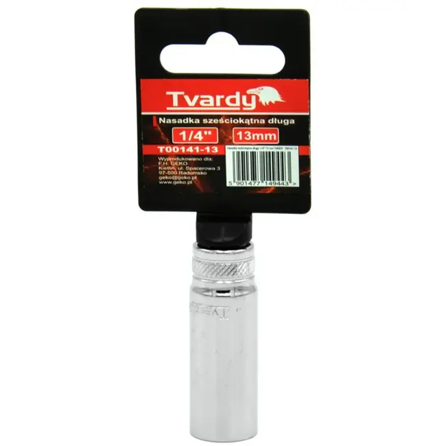 Tvardy Diepe dopsleutel - 6 punt - 13 mm - Extra grip - Chroom vanadium