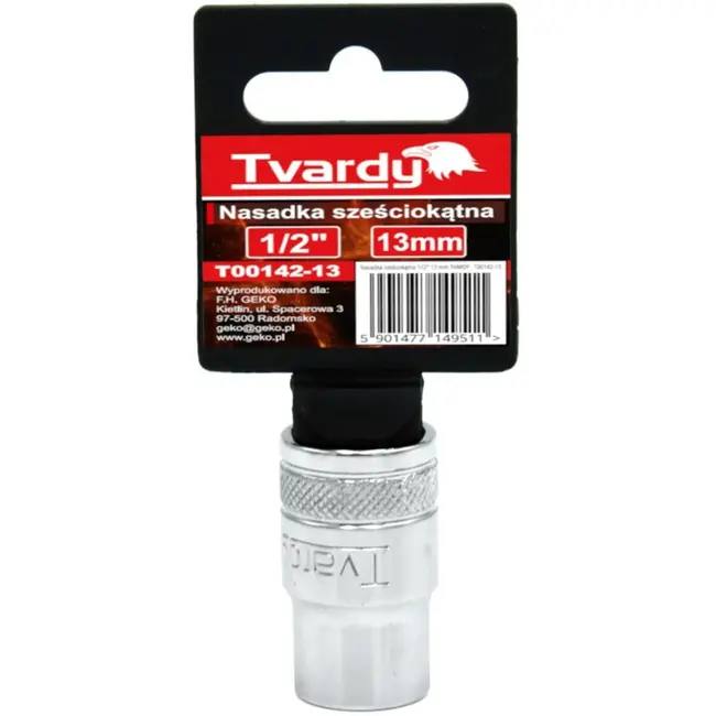 Tvardy Zeskant dop - 13 mm - Chroom vanadium - Knurled ring - 1/2" aansluiting