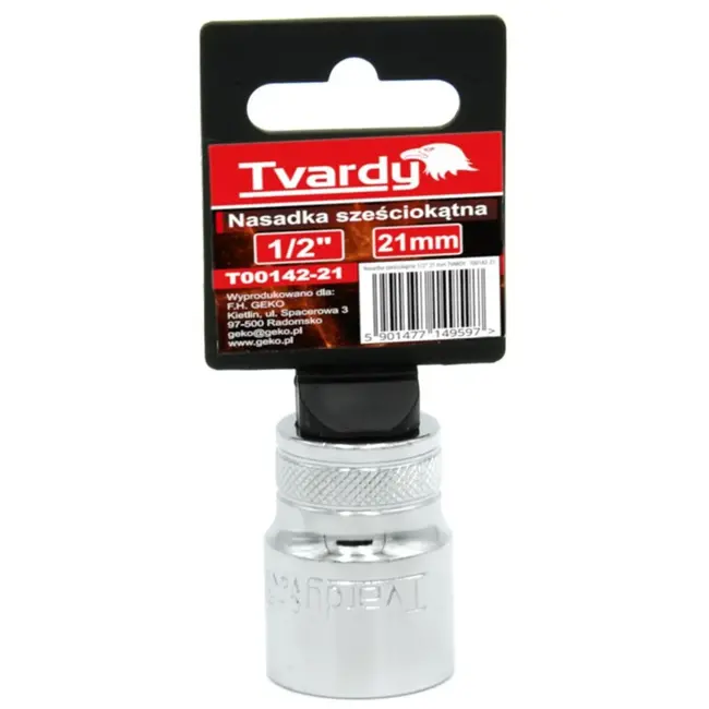 Tvardy Zeskant dop - 21 mm - robuust chroom vanadium - met gripring