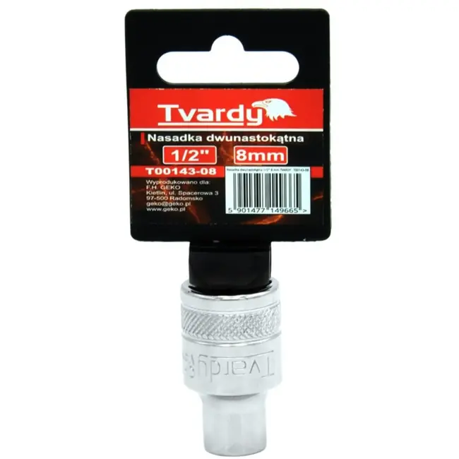 Tvardy Duurzame dopsleutel - 8 mm - Chrome Vanadium - Knurled Ring - 1/2" Aandrijving