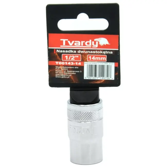 Tvardy Duurzame dopsleutel - 14 mm - Chroom vanadium staal - Knurled ring - 1/2" aansluiting