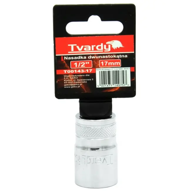 Tvardy Duurzame dopsleutel - 17 mm - Chroom vanadium staal - Knurled controlering