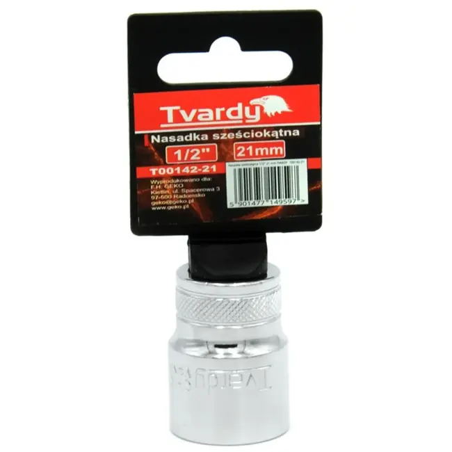 Tvardy Duurzame dopsleutel - Bi-hexagon - 21 mm - Chroom vanadium - Knurled ring