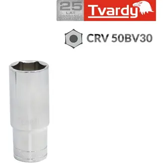 Tvardy Diep zeskant dop - 10 mm - Chroom vanadium - Knurled ring - 1/2" aansluiting