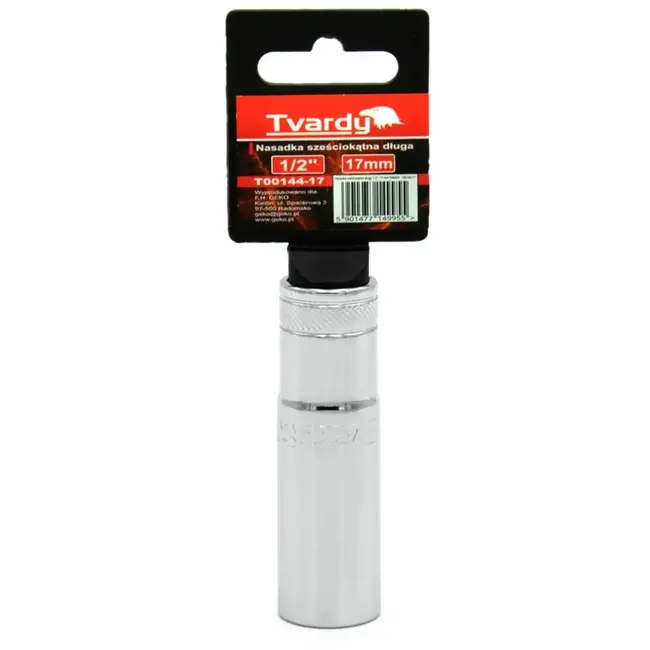 Tvardy Diepe dopsleutel - 6-punts - 17 mm - Chroom vanadium - Extra grip