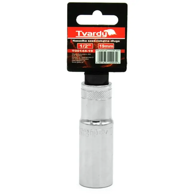 Tvardy Diepe dopsleutel - 6-punts - 19 mm - Extra grip - Chroom vanadium staal