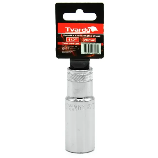 Tvardy Diepe dopsleutel - 6-punts - 20 mm - Chroom vanadium - Knurled ring